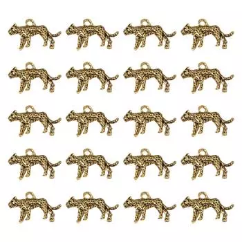 Pack of 20 Alloy Leopard Pendants for Creative DIY Jewelry Projects and Accessories Animal Charm Necklaces Supplies золотой