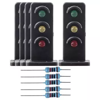 Pack of 5 1/87 Train Model Traffic Light Mini Railway Model Decoration 3 lights