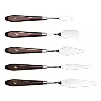 Pack of 5 Stainless Steel Cake Spatulas Wood Handle Baking Tool for Fondant Chocolate Decorating Art Painting Utensils