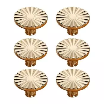 Pack of 6 Cabinets Knobs Brushed Brass Zinc Alloy Round Drawer Handle for Closet Dresser and Wardrobe Decoration 2