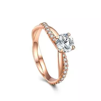 Padat 14K Mawar/Putih Emas Cincin Berlian untuk Wanita Mode Murni Perhiasan Bizuteria Batu Permata Anillos De Cincin Pernikahan Rose Emas