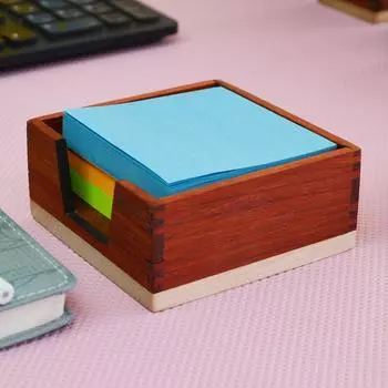 Padauk & Alder Wood Blocknote Holder - 9.5cm x 9.5cm x 4.5cm(h) - WOODSAKA
