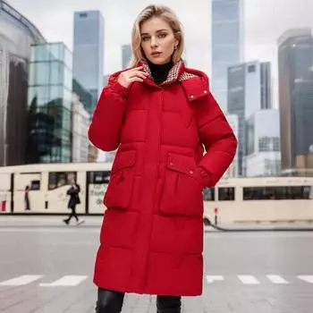 -padded Clothes Women s Medium and Long Bread Clothes Winter New Cotton-padded Jackets Large Size Thickened Cotton-padded Jackets M