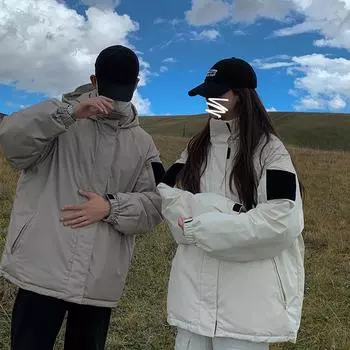 Утепленная куртка женская зимняя свободная утолщенная хлопковая утепленная куртка студенческая пара инструментальная хлопковая куртка куртка для альпинизма S