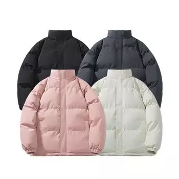 Padded Men s Autumn and Winter Hong Kong Style Stand-up Collar Thickened Bread Clothes Loose Korean Version Trendy Versatile Couple M чёрный