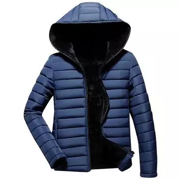 Padded Mens Hooded Coat Jacket Puffer Bubble Winter Warm Coats Zip Outwear Up Blue,4XL