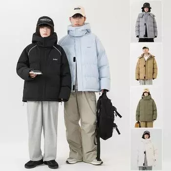 Мужское стеганое пальто, зимняя утепленная одежда с капюшоном, новая молодежная стеганая куртка для пары, утолщенная M серый