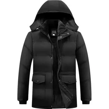 Padded-on Men s Cotton-padded Clothes, Winter New Velvet Thickened Warm Cotton-padded Jackets, Removable Hat Cotton-padded Clothes. XL