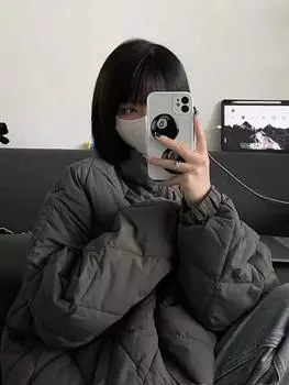 Padded-padded women s winter 2024 new retro rhombus cotton-padded clothes design sense niche padded jacket thickened jacket S чёрный