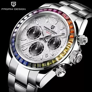 Pagani Design Новые роскошные мужские часы с коробкой, многофункциональные водонепроницаемые светящиеся мужские кварцевые часы 30 м