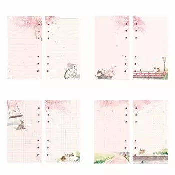 Pages Grid Pages Notebook Refill 80 Sheets Loose Leaf Notebook Inner Pages A6 Sakura And Cat Binder A6