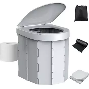 PAHTTO Портативный Крючок для туалетной бумаги с допустимой нагрузкой Предотвращение катастроф 12 Мешков для утилизации в комплекте Туалет, Складной, 180 кг, В комплекте, Аварийный, серый