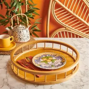 Pai Бамбуковый круглый поднос для забора 36 см