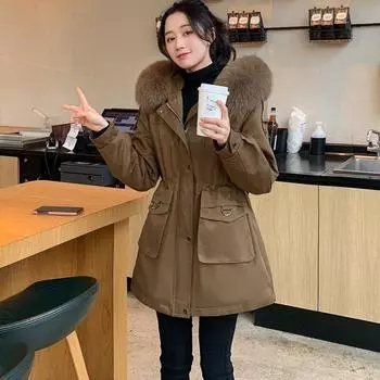 Pai Overcomes женское зимнее новое стильное пальто с воротником из искусственного лисьего меха и травы, натуральный кроличий мех, внутренняя майка, съемное пальто M