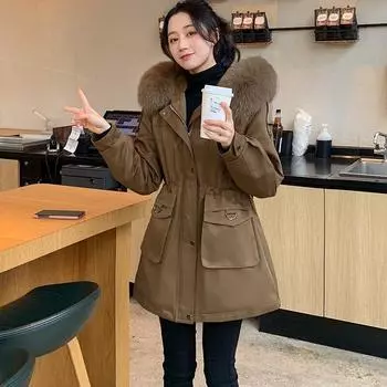 Pai Overcomes женское зимнее новое стильное пальто с воротником из искусственного лисьего меха и травы, натуральный кроличий мех, внутренняя майка, съемное пальто XXL