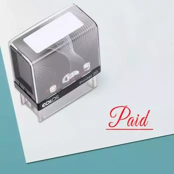 PAID Self Inking Rubber Stamp Custom Colop Office Stationary P20 Mini Stamper 14 mm x 38 mm красный