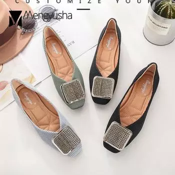 Paillette Crystal buckle weaving flats woman moccasins ballerina slip on cozy loafers knitted thread ladies shoes plus size34-43 4.5 чёрный