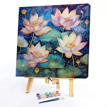 Paint By Numbers Kit On Canvas DIY Oil Art Lotus Picture Home Wall Decor40x40cm