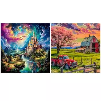 Paint By Numbers Kit On Canvas DIY Oil Art Castle Picture Home Wall Decor ~G H4363