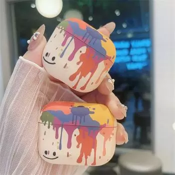 Paint for 3 Generation Apple Bluetooth Headset Case Airpodspro Second Generation Frosted Soft Case 1/2 Generation Shatter-resistant Box 5 Generation Huaqiang North Five Generations Paint Smiley