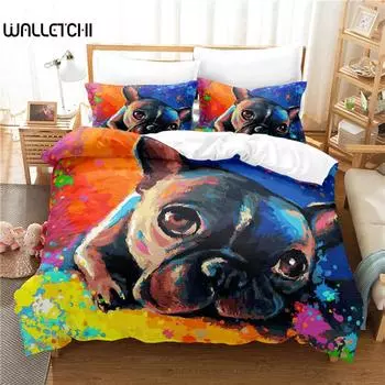 Painted Dog Bedding Set Duvet Cover Set 3d Bedding Digital Printing Bed Linen Queen Size Bedding Set Fashion Design EU single(135x200cm)