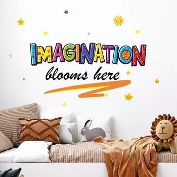 Нарисованный английский слоган IMAGINATION Спальня Гостиная Украшение Декоративные настенные наклейки 30*59cm/WZ9059