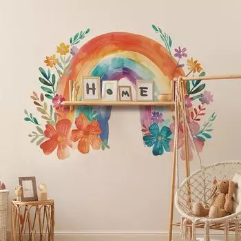 Painted Flowers and Leaves Painted Bedroom Living Room Home Background Wall Beautifying Wall Stickers 39*118CM*2PCS/fun-L057