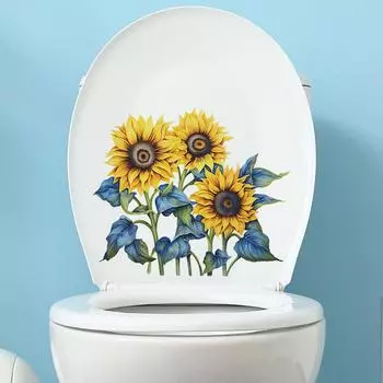 Painted To Sunflower Toilet Stickers Bathroom Bathroom Beautify Decorative Wall Stickers Self-adhesive 25*29CM/fun-m25