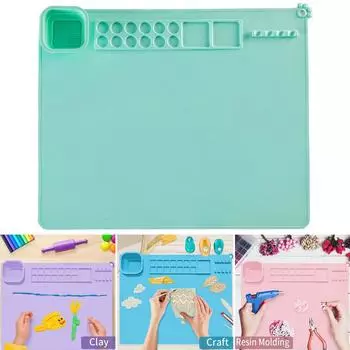 Коврик для рисования, антипригарный силиконовый художественный коврик с чашкой для мытья, детская глиняная доска для рисования граффити «сделай сам», с держателем кисточки для художника фиолетовый