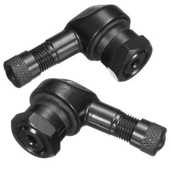 Pair Aluminum Motorcycle 11.3mm Rim Wheel Tire Valve Stem 90 Degree Angled Black