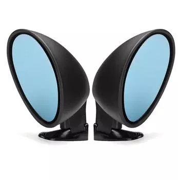 Pair California Classic Style Door Wing Blue Side Mirror Hot Rod Rat Rod Muscle Car Universal Vintage Black