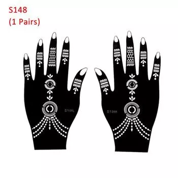 Pair Fashion Makeup Beauty DIY Body Art Temporary Hand Decal Tattoo Stencils Henna Template Sticker S148 (1 Pairs)