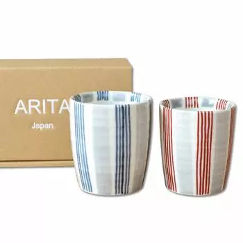 Pair of gift Arita made in Japan teacups, present, boxed, stylish, ware, Inase, couple s bath,