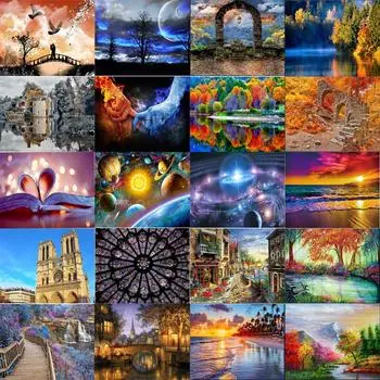 Paisaje Redondo алмазная мозаика Бордо Пунто де Круз Арте 5D алмазная пинтура декорация дель Хогар Full Round 20x30CM