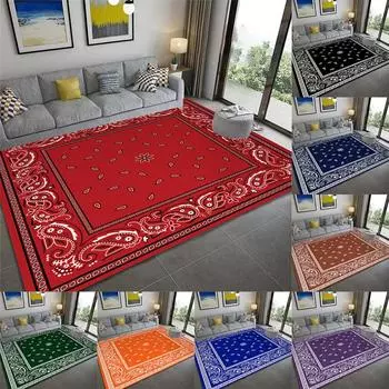 Paisley Bandana Print Area Rug Anti Slip Ethnic Carpet for Home Kitchen Living Room Bedroom Floor Mat Washable Area Flannel Rugs 40X60cm-16x24in