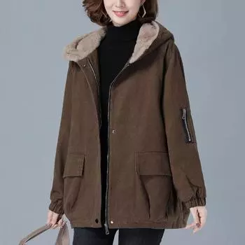 Пай преодолевает тенденцию новой женской зимней хлопчатобумажной одежды, хлопчатобумажной одежды, осенних и зимних межсезонных хлопковых курток, утолщенных и плюшевых курток 3XL