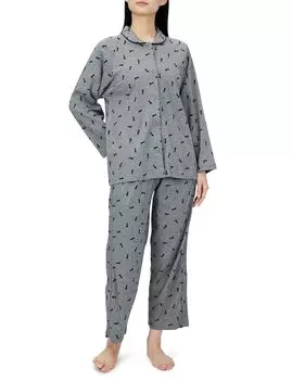 Pajama Care Cat Hospital Hospital Japanese Size LL Equivalent [Airin] Set, Women s Pajamas, Pattern, Women s Nightwear, Clothes, Clothes, Charcoal, древесный уголь