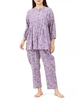 Pajama Ruched Voile Monoflower Purple [Narue] Set, Pajamas, Women s, фиолетовый