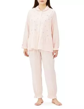 Pajama Set Gauze Strawberry Embroidery Pajamas Pink [Narue] 50/Double Women s розовый