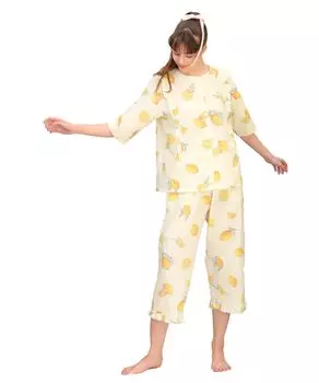 Pajama Set Peter Rabbit Double Gauze Shoulder Ruffle Pajamas Yellow [Narue] Women s жёлтый