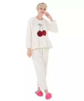Pajama Set Softy Snow Cherry Bonbon Peplum Pajamas White [Narue] белый