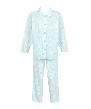 Pajamas Long long cotton pique knit large open top and bottom floral pattern DNL303 SX S P [Easy Partner] [Wacoal] sleeves, pants, 100% material,