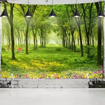 Пайн-Ривер-хижина, пейзаж, гобелен, лес, настенный психоделический хиппи, искусство, украшение для гостиной, фоновая ткань 100X75CM