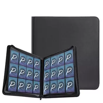 PAKESI 12-карманный альбом для коллекционных карточек 480 карточек Внутренняя страница PU-карта для хранения карточек Двойная сторона Боковое крепление Карман из полипропилена и сбор других карточек чёрный