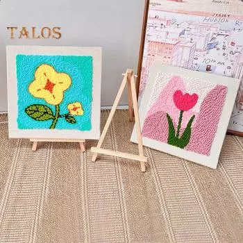 Пакет для вышивки штампом, набор для самостоятельной вышивки, набор для дырокола с цветочными узорами, пряжа, инструкция, набор игл для дырокола для начинающих C