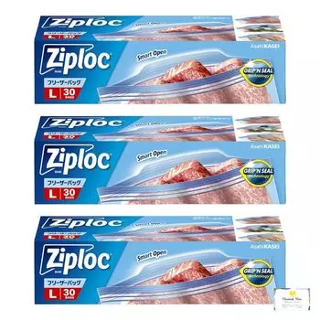 Пакет для заморозки Ziploc, размер L, 30 штук x 3 коробки, в комплекте оригинальная карточка [Оптовая покупка] (90 всего) +