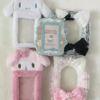 Пакет из 5) Меховой держатель для фотокарт Sanrio и кружевной топ