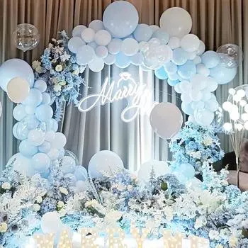 Пакет с аркой и воздушными шарами Свадебное украшение Свадебные воздушные шары День рождения Сцена Аранжировка Принадлежности Пакет с аранжировкой на Новый год Romantic Metal Blue Package