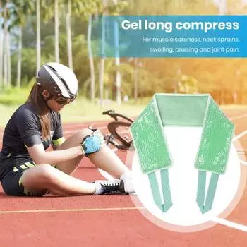 Пакет со льдом для шеи с гелевыми шариками и ремешком Многоразовый компресс на шею Отек Спортивные травмы Шейный отдел позвоночника Облегчение боли Холодный горячий компресс Длинный пакет со льдом светло-зеленый