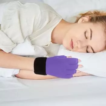 Пакет со льдом для запястья для облегчения синдрома запястного канала Перчатка для пакета со льдом для рук Гель для холодной терапии Холодный пакет для рук Артрит тендинит Отечность Восстановление после операции фиолетовый